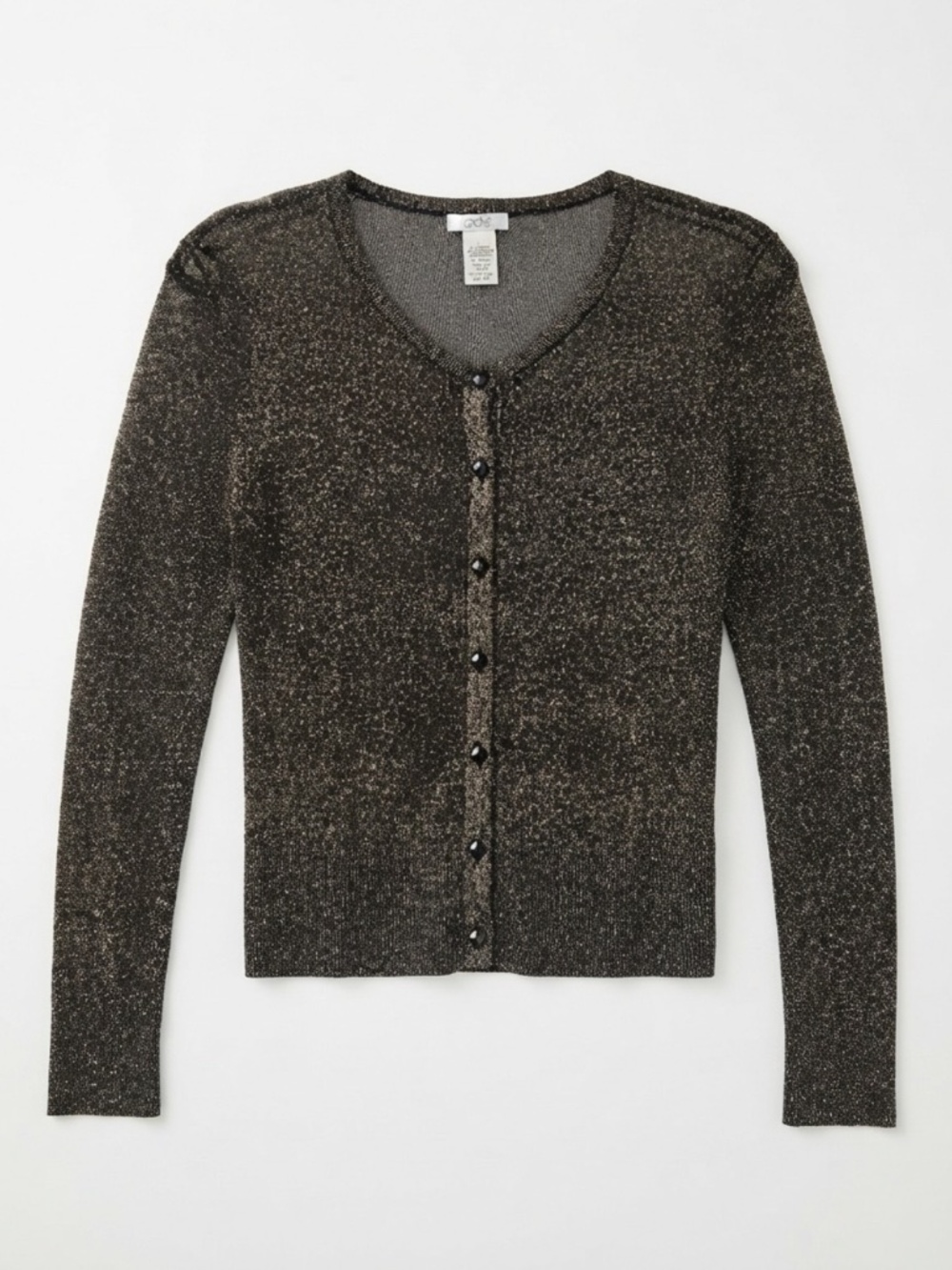 Vintage 90s Y2K Cache Black & Gold Metallic Shimmer Cardigan — Size S